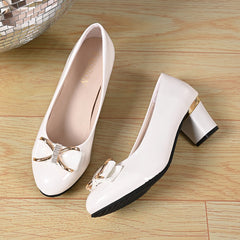 Women High Heels Low Heels Fashion Bling Bow patent leather Professional Casual Pumps Woman Wedding Party Shoes Large Size 42