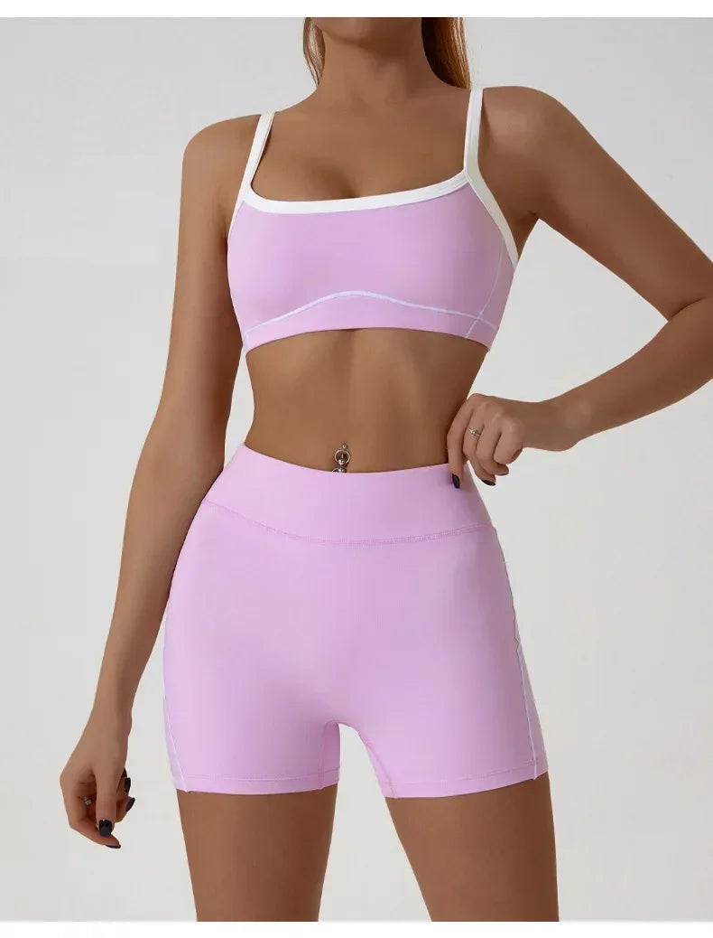 Woman Yoga Sport Outfit for Fitness Two Pieces Short Pant Sets Suits Tracksuit Sportswear Woman Gym Yoga Workout Clothes