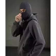 Unisex Hoodie Coat Warm Loose Balaclava Jacket Outdoor Sports Casual Jacket with Face Mask Street Wear