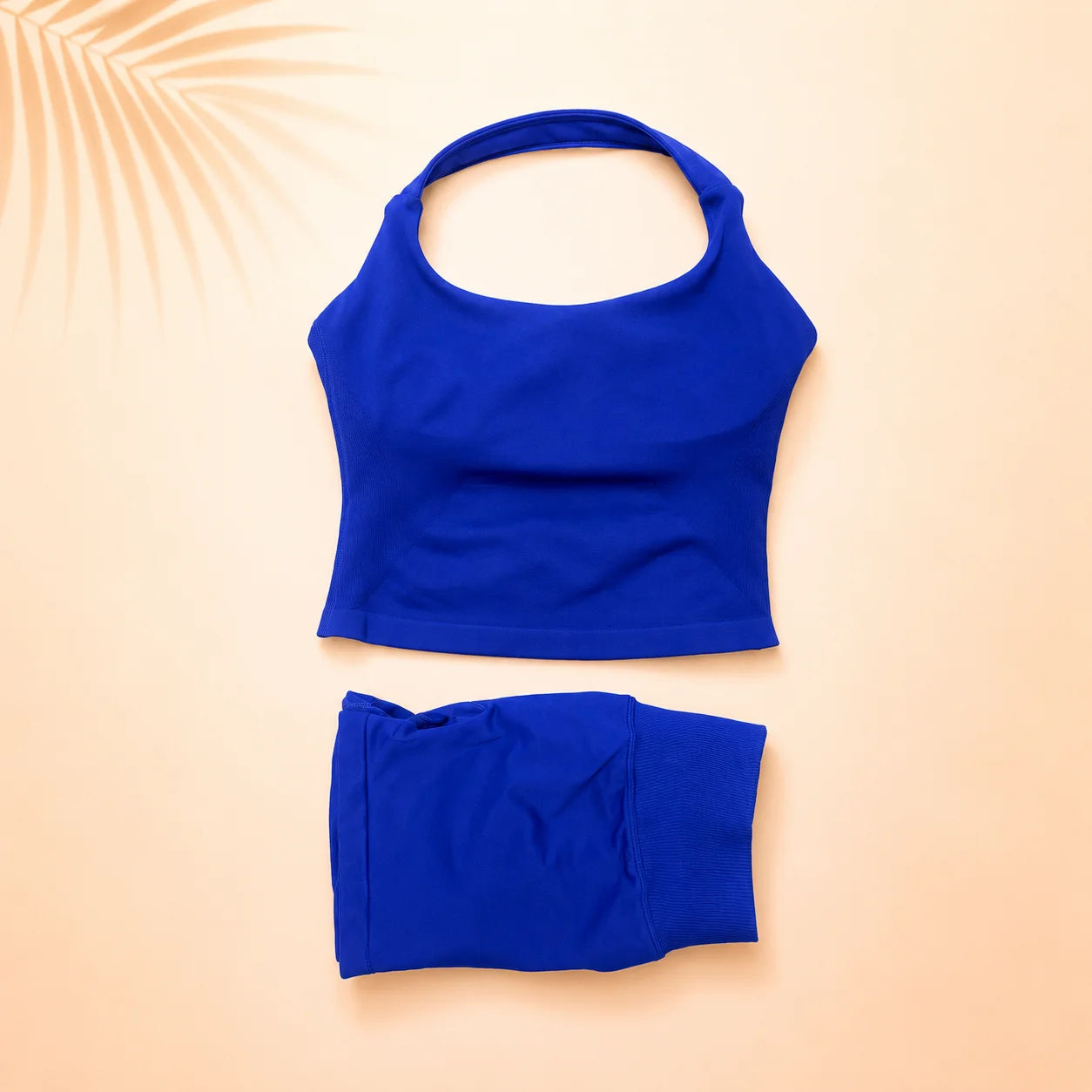 Women Seamless Yoga Set Halter Sports Bra Scrunch Butt Shorts 2 Piece Gym Workout Fitness Activewear High Waist Athletic Outfit