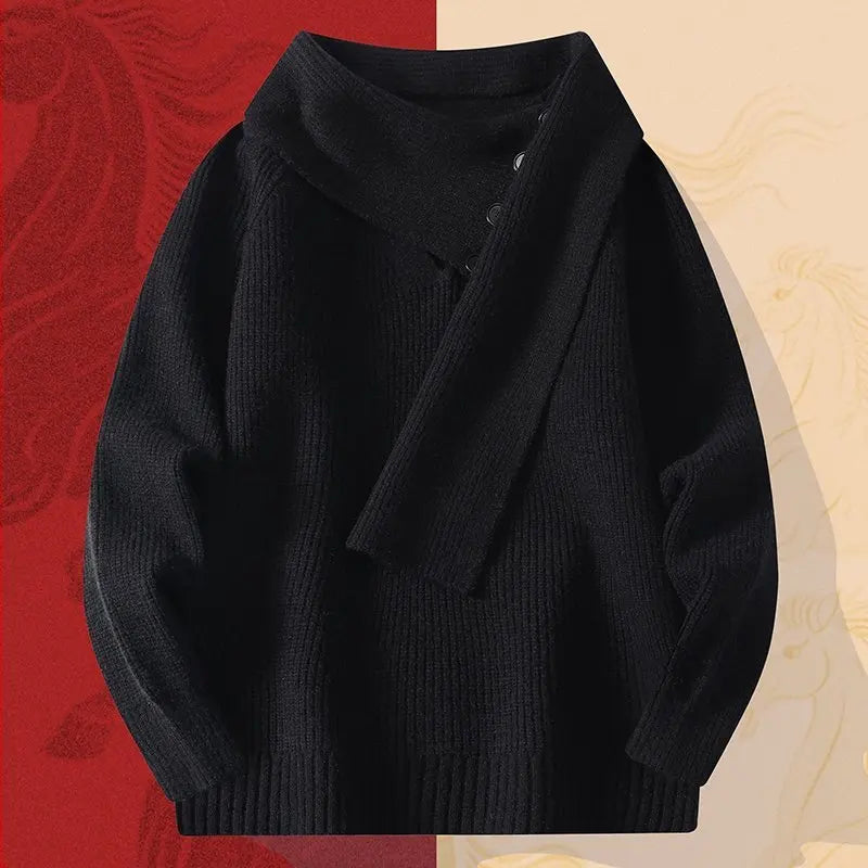 Fashion Men's Solid Color Sweaters Autumn Winter Casual Knitted Pullovers Youth High Streetwear Classic Top Sweatshirts Clothing