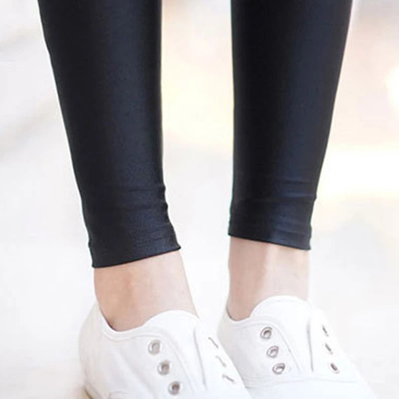 Women Shiny Black Legging Autumn Ladies Push Up Slim Leggings High Waist Stretchy Soft Large Size Women Leggings