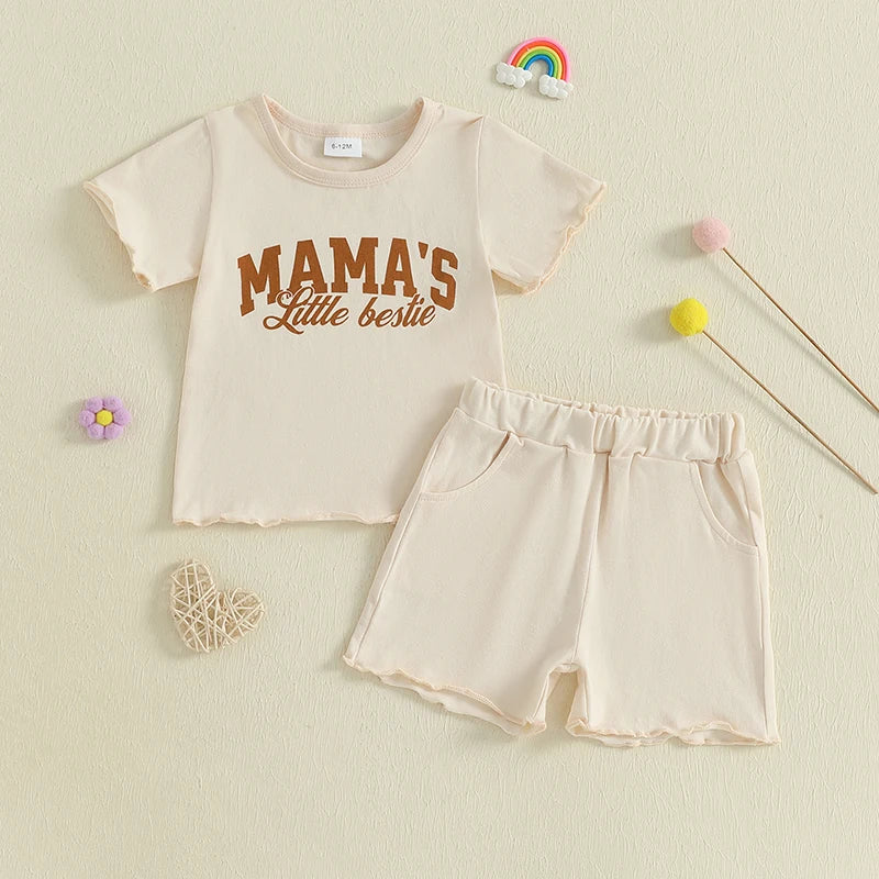 Floral Tee Denim Shorts Set