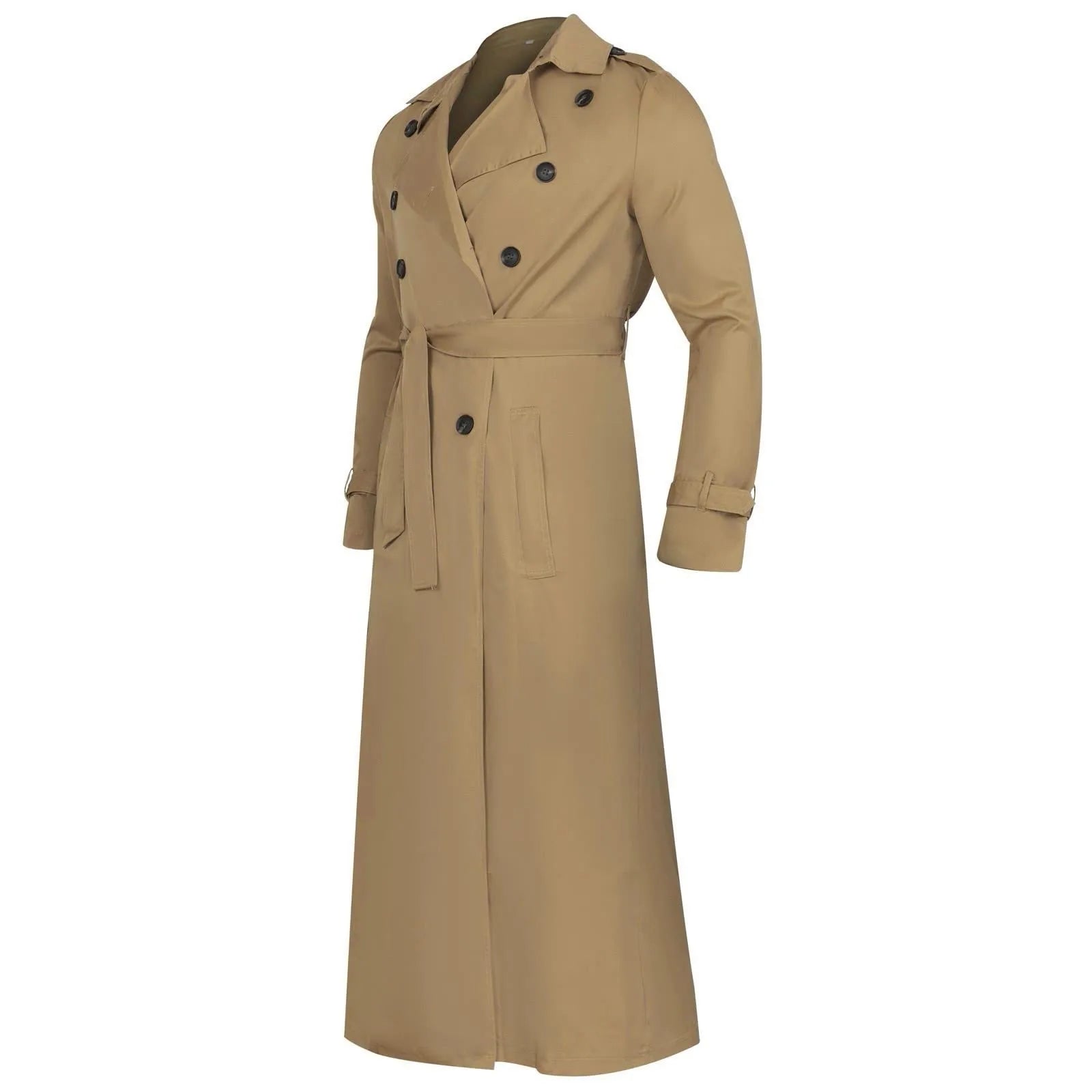 Men’s Luxury Full-Length Trench Coat – England Style Business Overcoat