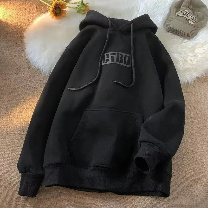 Loose Fit Letter Print Hoodie