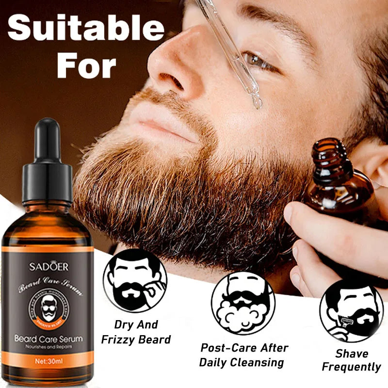 Men's Beard Care Set, Beard Oil, Beard Balm, Moisturizing, Nourishing, Softening and Smoothing, with Trimming Tools & Bear