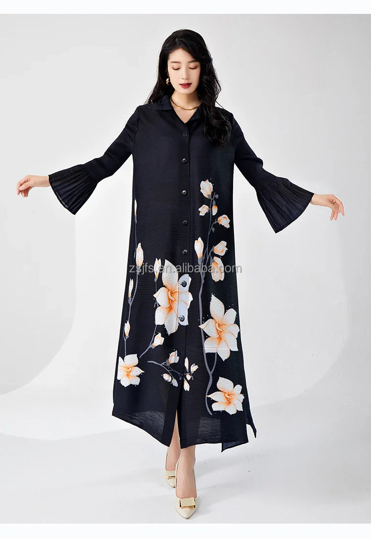 Elegant Pleated Loose Maxi Dress