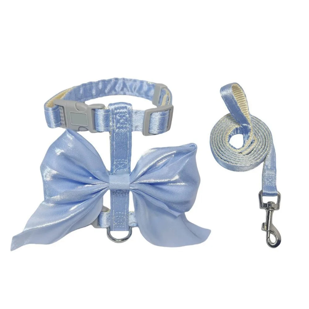 Pet Accessories Adjustable Pet Harness Cute Bow Breathable Dog Chest Strap Escape-Proof Comfort Cat Leash for Dogs Puppy Rabbit