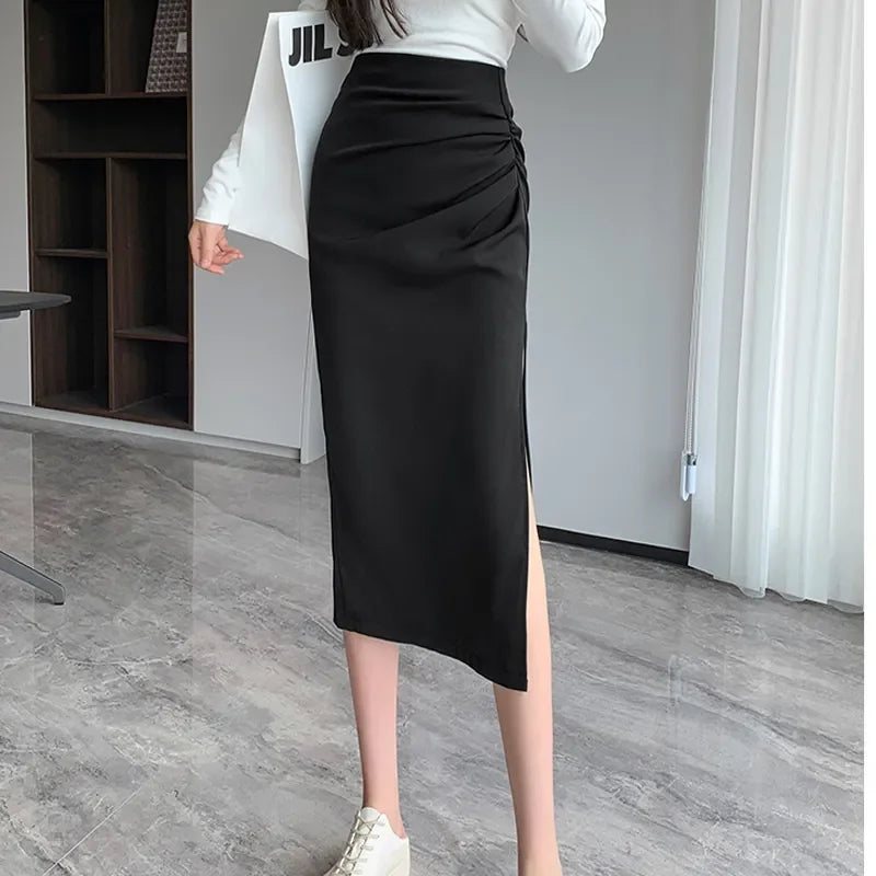 Sleek Pleated High Waist Skirt