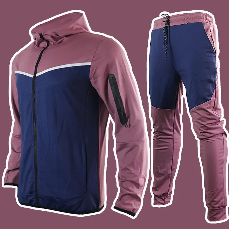 Luxury Brand Men Tracksuits 2-piece Set Black Sports Suit Tracksuits Jogging Men's Clothing Sweatpants Zip Sweatshirts Techwear