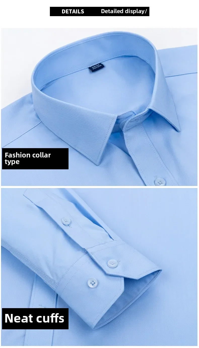 Stretch Solid Business Shirt Men