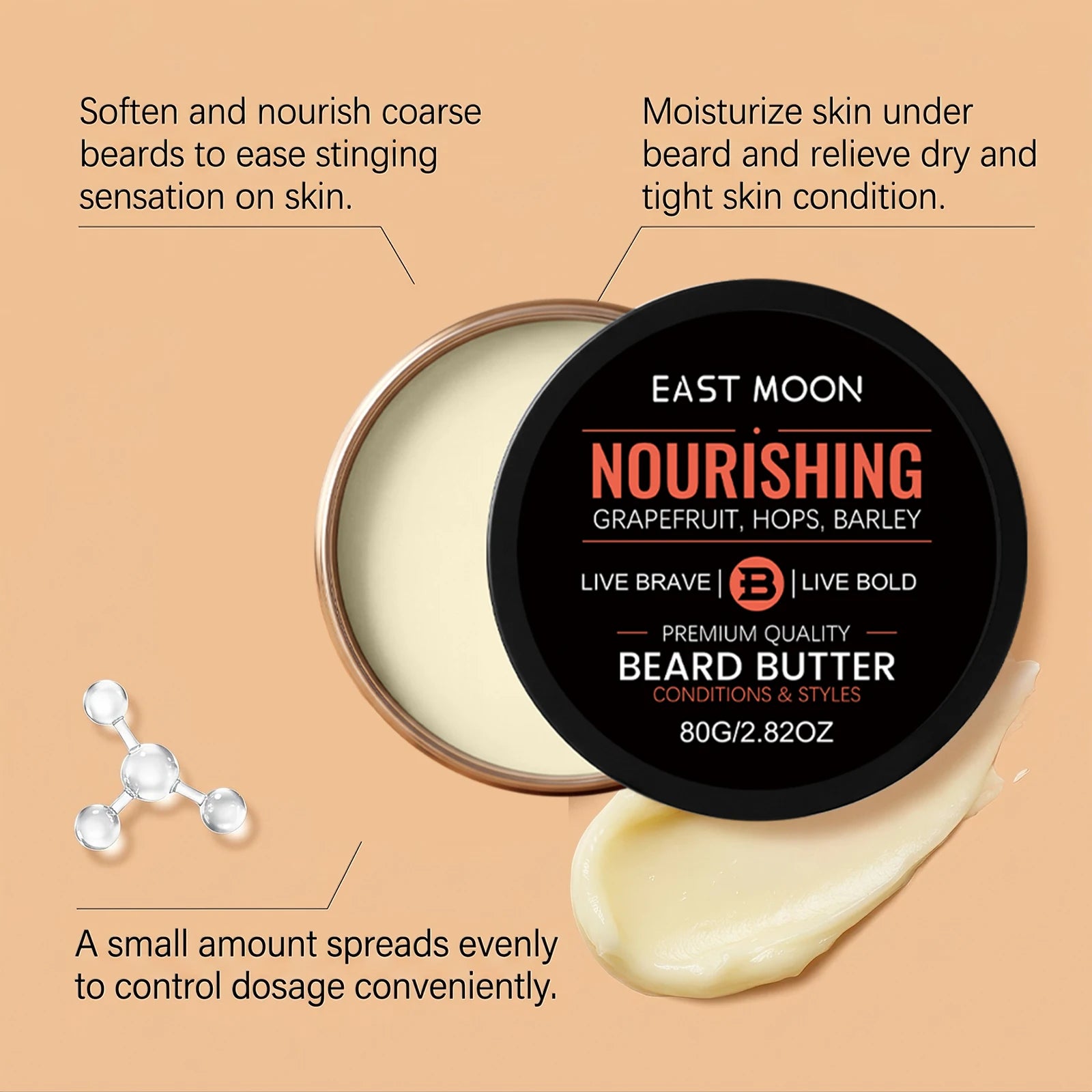 Beard care cream is gentle, smooth, refreshing, fragrant, caring for rough and hard whiskers, soft and sticky, easy to spread cr