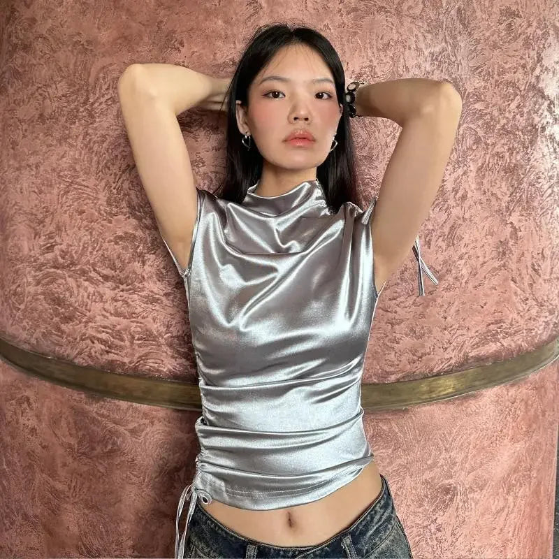 Shirred Half Turtleneck Tee Women