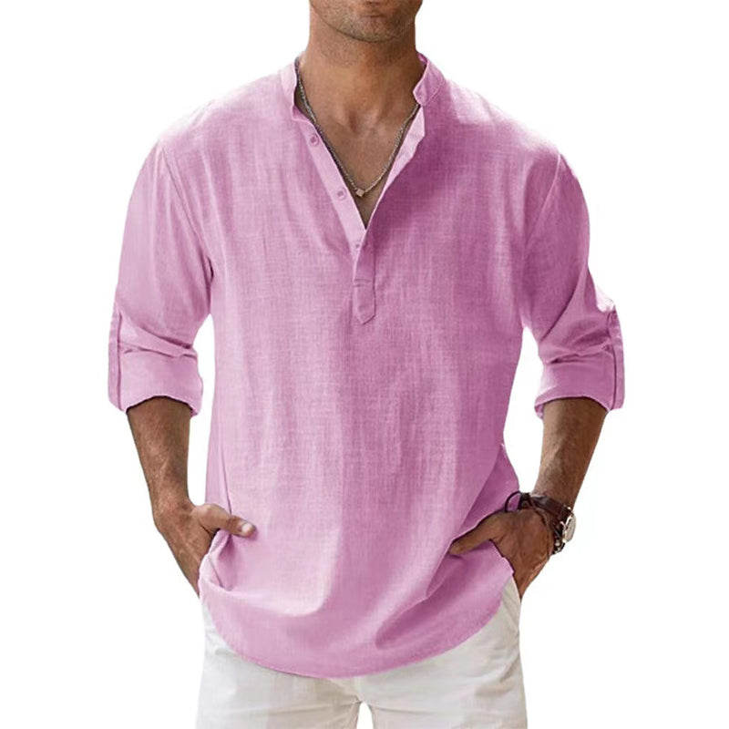 Lightweight Cotton Henley Shirt Men