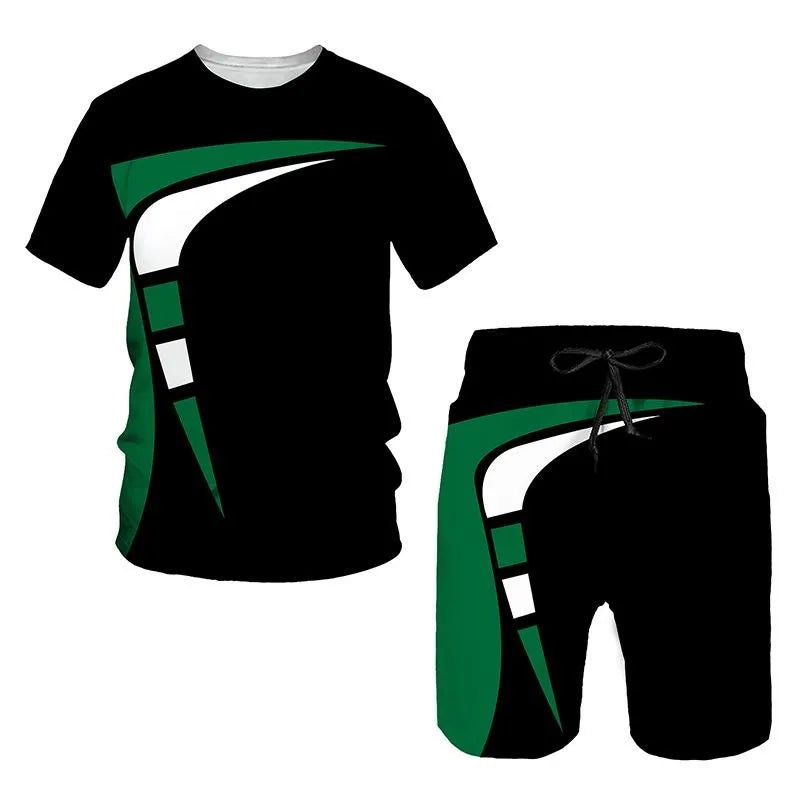 New Men's Tracksuits Summer round neck T-shirt Oversized Men Trend Casual Tracksuits 3D Print T-shirt Shorts 2 Piece Outfit