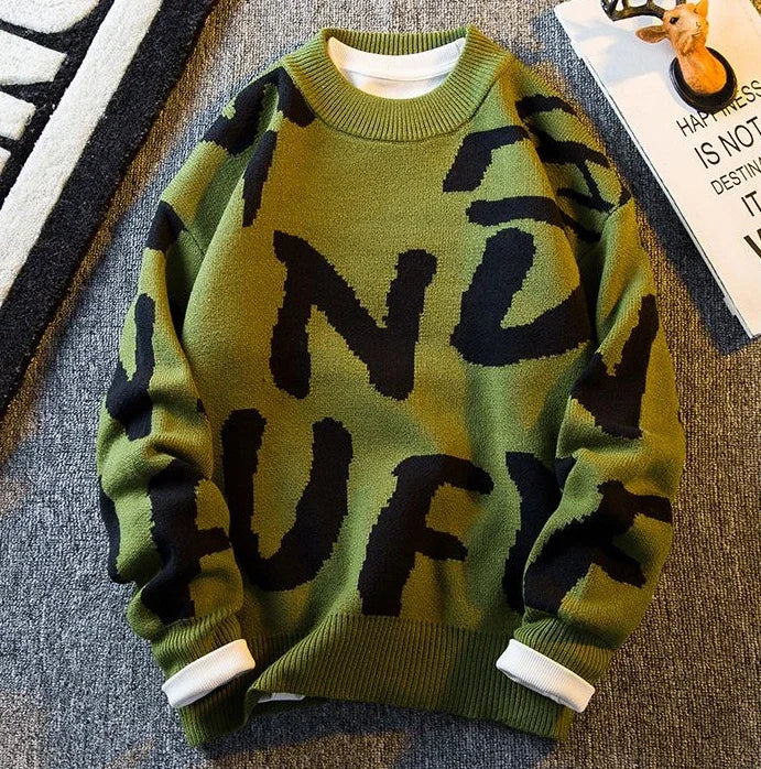 Graphic Knit Crew Pullover Sweater