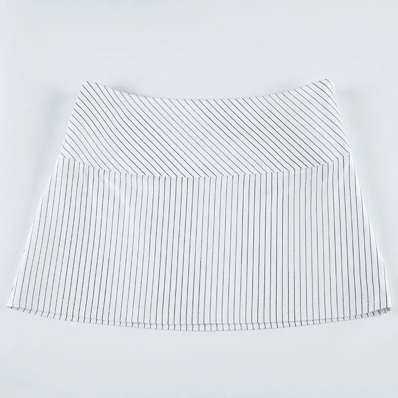 Women Low Waist Skirts Stripes A-line High Waist Skirt for Women Hips Spliced Short Skirt Ladies Bodycon Layered Mini Bottoms