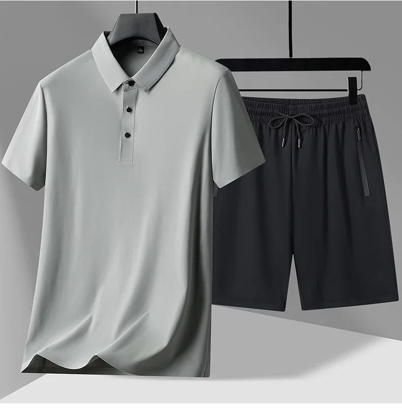 polo Shirts + shorts 2024 summer new style fashion Sportswear Men's Casual Sets Male Fashion shirts and shorts full size M-4XL