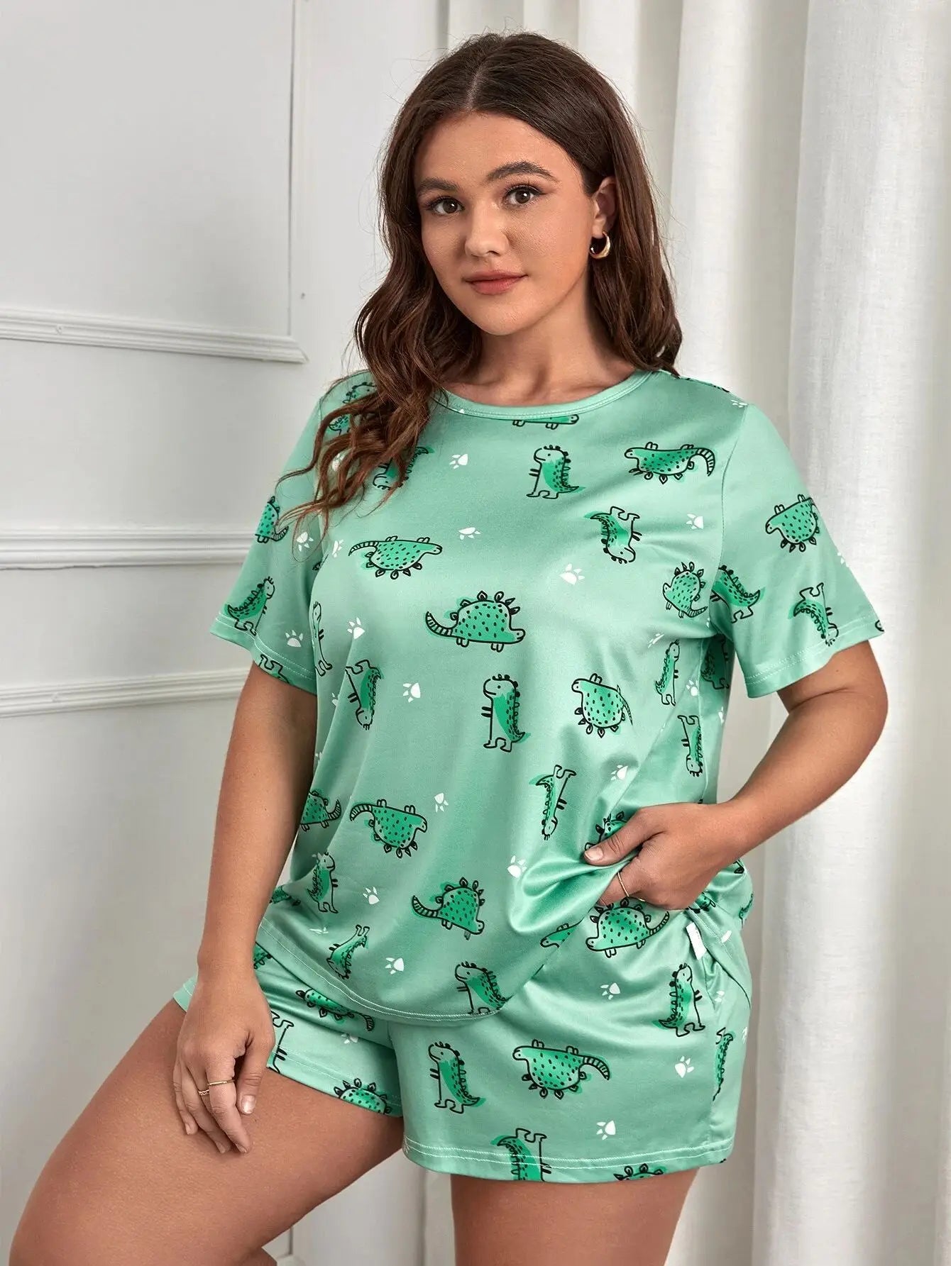 Plus Size Printed Pajama Set