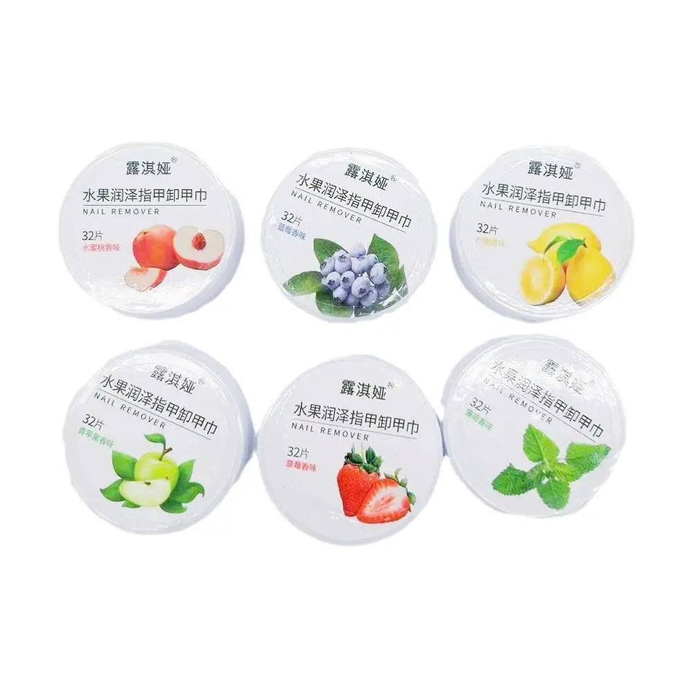 Nail Polish Remover Wipes Fruity Scented Pre-Moistened Cotton Pads Portable Screw-Top Tub Travel Size Polish Remover Rounds