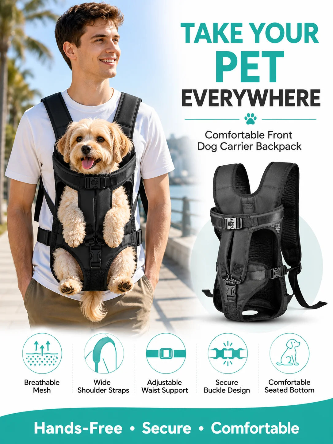 Pet Backpack Carrier For Cat Dogs Front Travel Dog Bag Carrying For Animals Small Medium Dogs Bulldog Puppy Mochila Para Perro