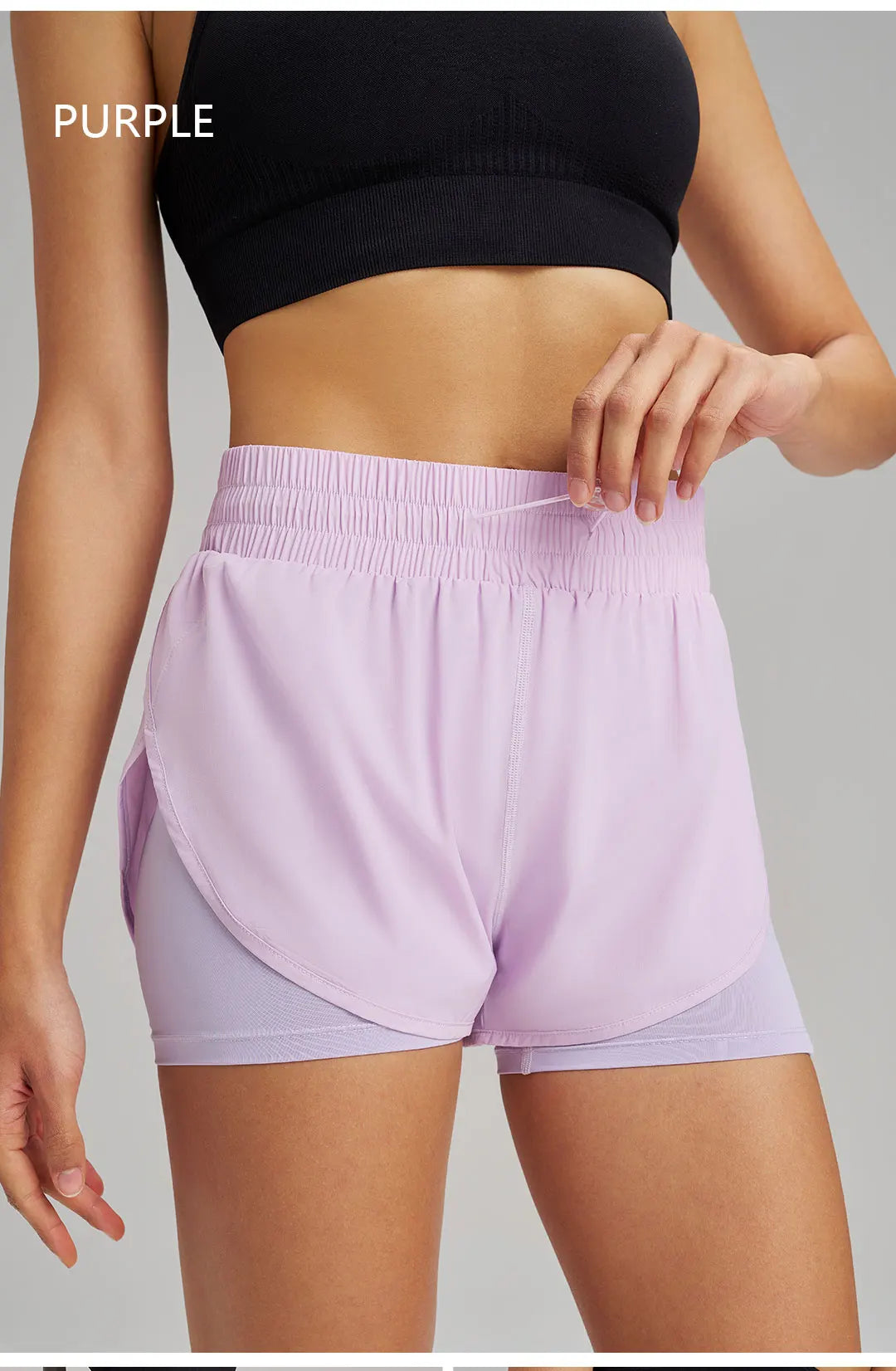 Yoga Shorts Sports Fitness Shorts High Waist Running Fake Two Pieces Anti-Shine Shorts Women's Double Layer Training Leggings