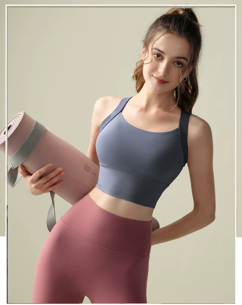 Women's One-Cup Sports Bra Shockproof Anti-Sagging for Running High-Intensity Yoga Fitness Wear Beautiful Back Design