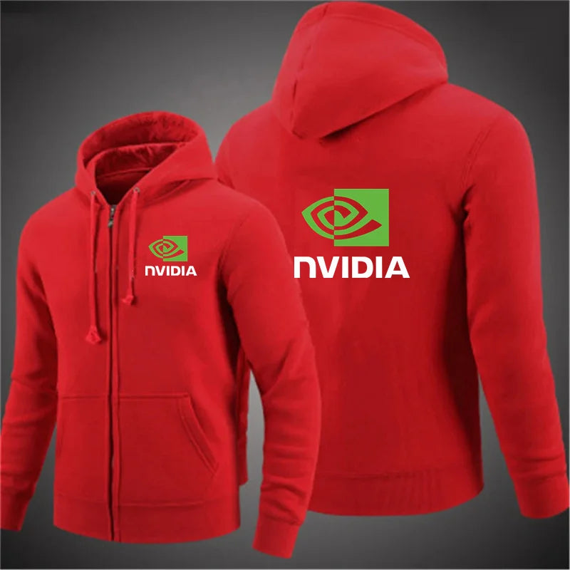 Autumn Men Nvidia Sweatshirts Long Sleeve Jacket Hoodie Zipper Closure Jacket Male Hoodies Sweatshirt Slim Fit Male Clothing
