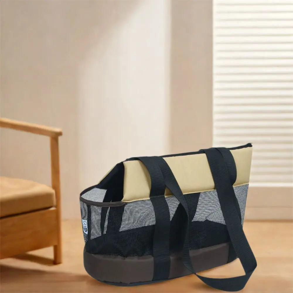 Practical Oxford Cloth Pet Carrier Black Foldable Pet Bag Breathable Lightweight Pet Backpack Hiking Trip