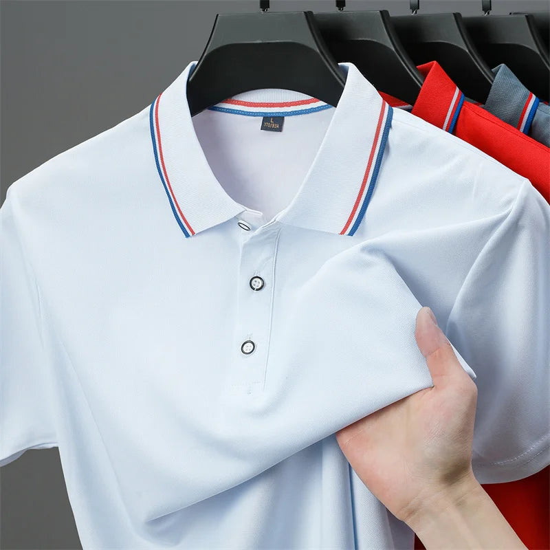 Men's Casual Solid Color Short Sleeve Polo Shirt  Summer Fashionable Comfortable Versatile Top for Men