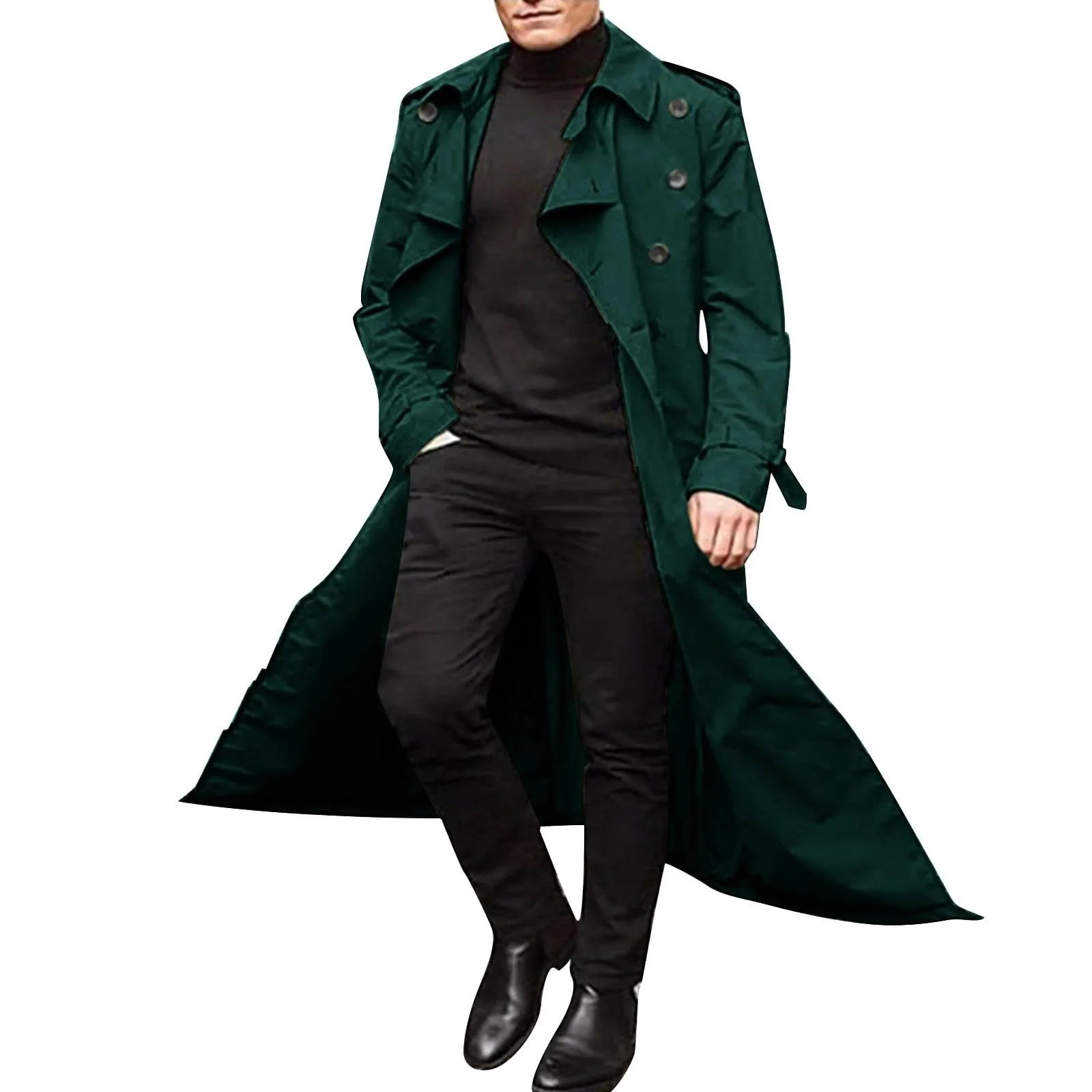 Men’s Luxury Full-Length Trench Coat – England Style Business Overcoat