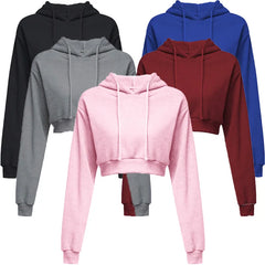 Cropped Hooded Pullover Sweatshirt Women