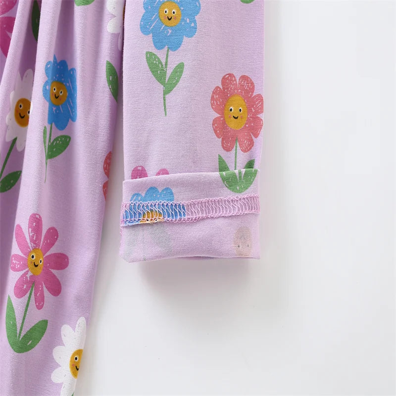 Floral Button Princess Girls Dress