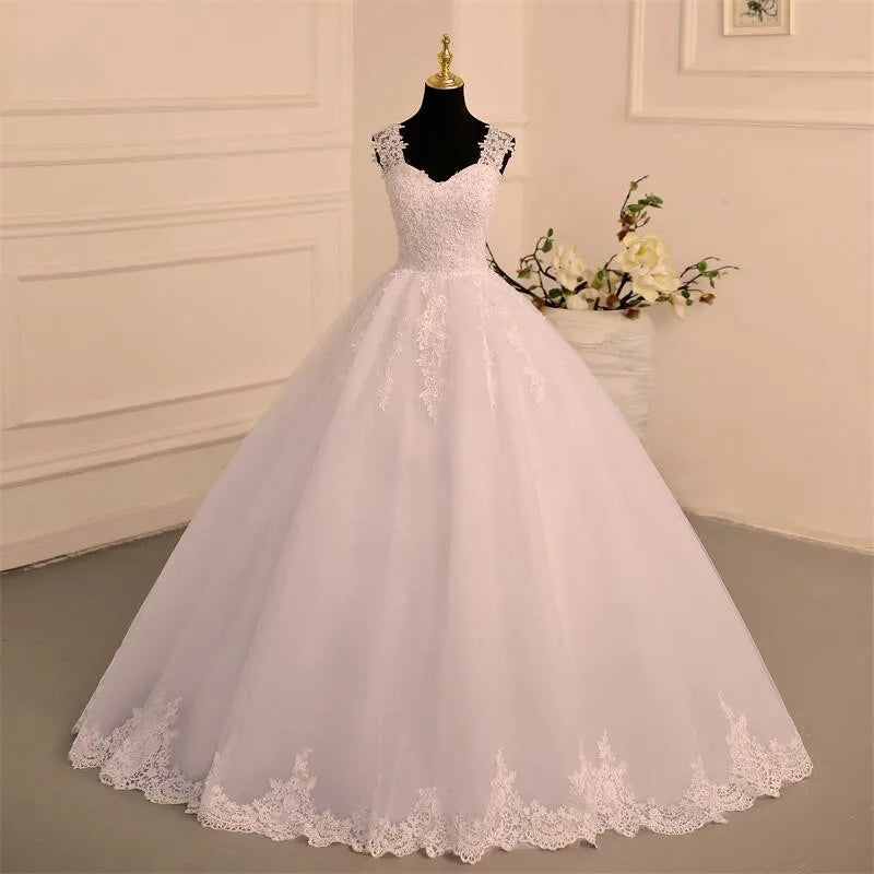 Sleeveless Wedding Dresses Classic Sweetheart Vestido De Noiva Luxury Lace Bridal Ball Gown Formal Robe De Mariee Customized