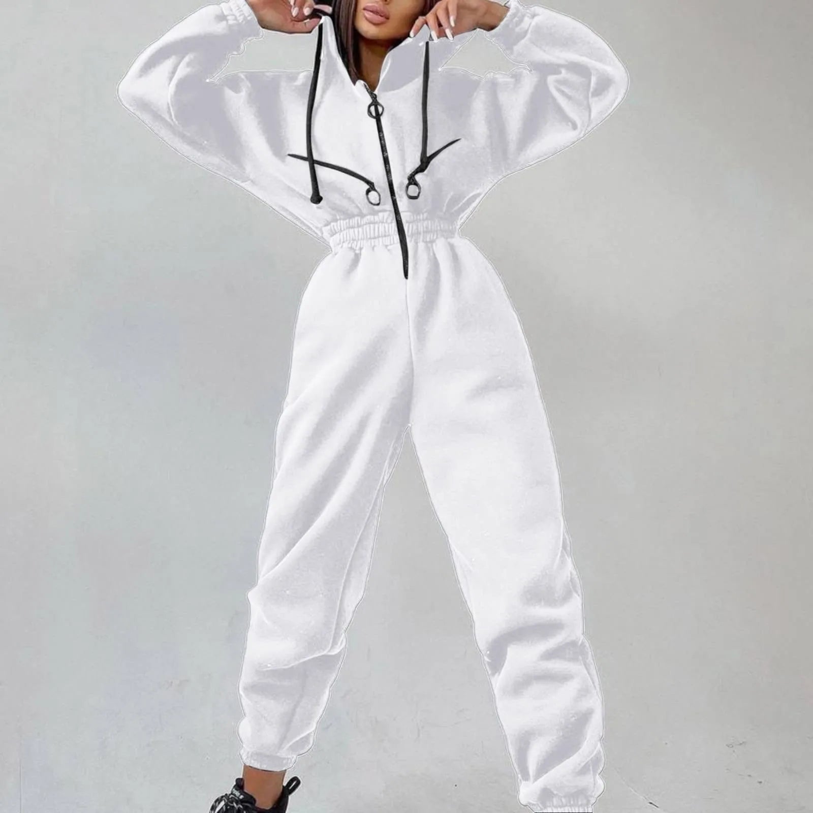 Fleece Hooded Wide Leg Jumpsuit