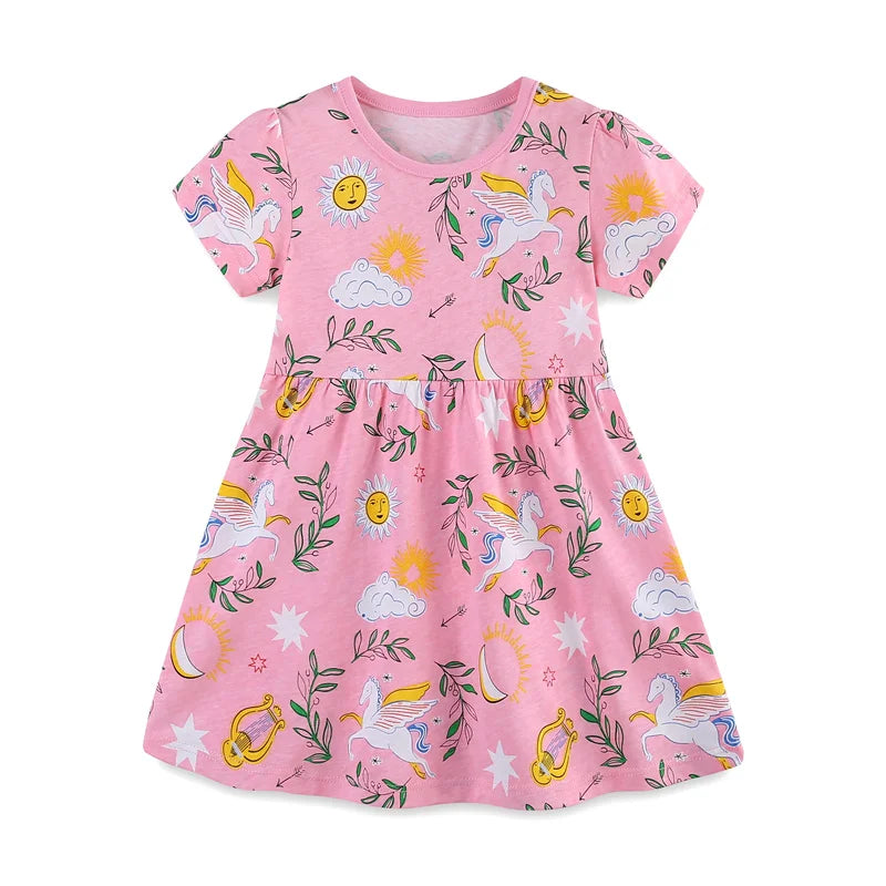 Dinosaur Print Cotton Girls Dress