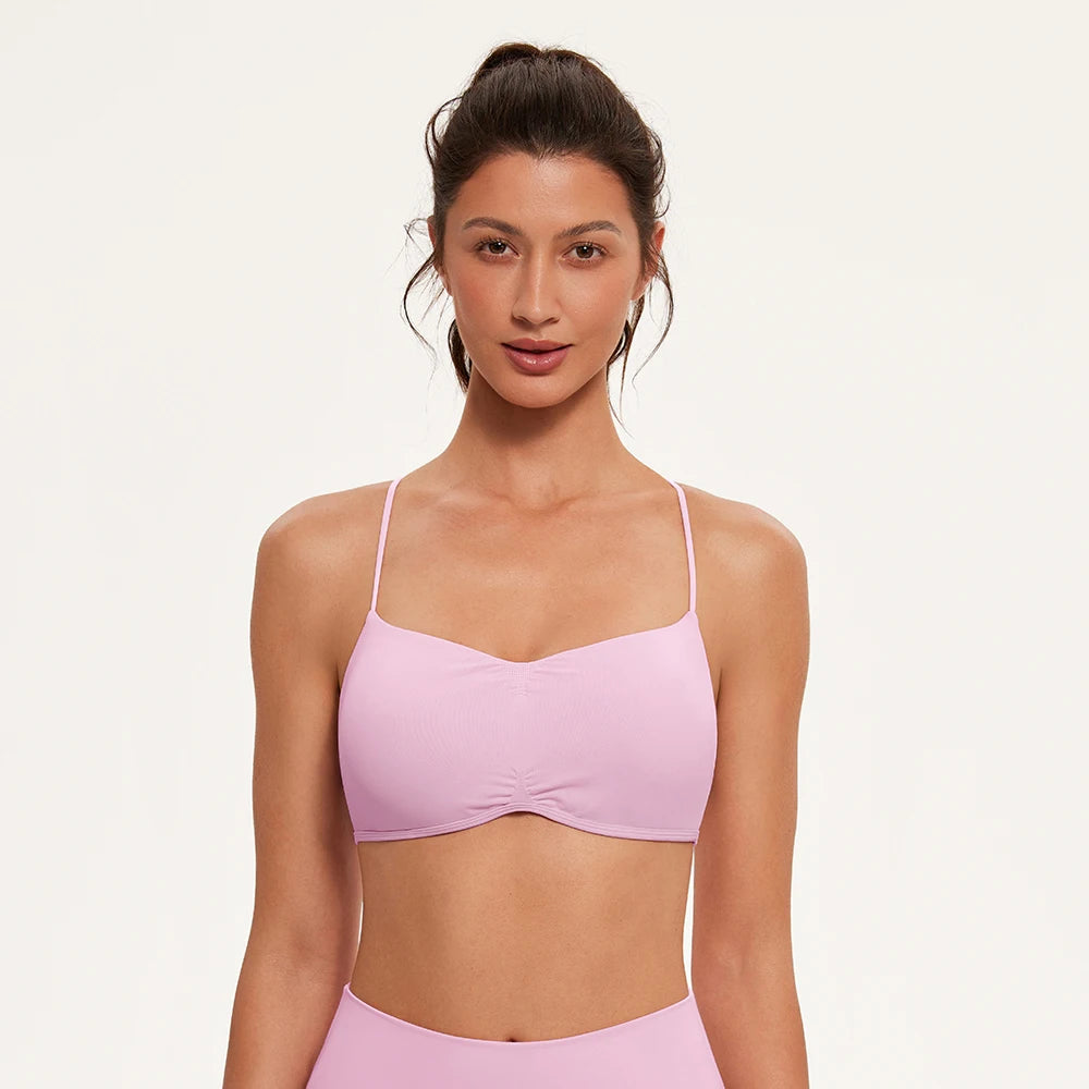 Sports Bras for Women Strappy Bras Open Back Shockproof Quick-Drying Yoga Bra Padded Gym Crop Tops Workout Fitness Bra Women