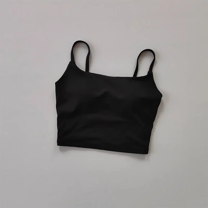 Small Sling Vest Integrated Fixed Gathering Sports Underwear Women's Bra Beauty Back Training Fitness Bra Summer Clothing