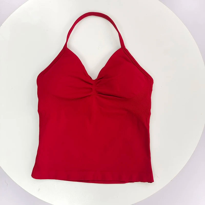 Women's Sexy Sports Bra - Open Back Design, Breathable Stretchy Fabric for Yoga - Elegant Solid Color All-Season Activewear