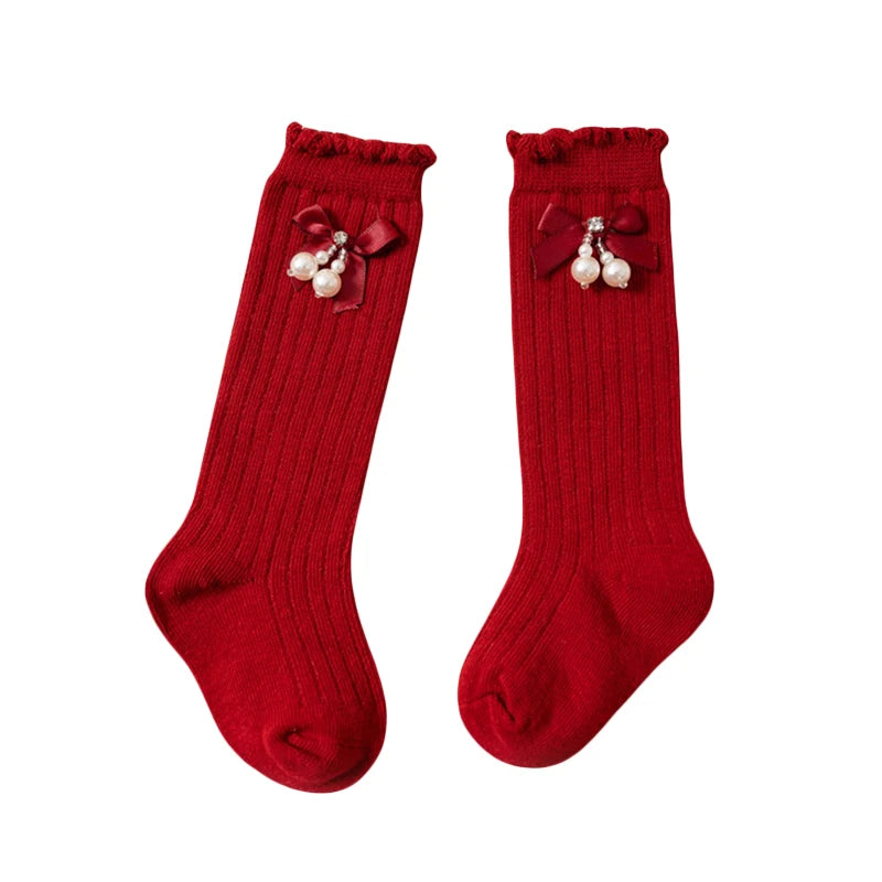 Sparkly Bow Baby Knee Socks