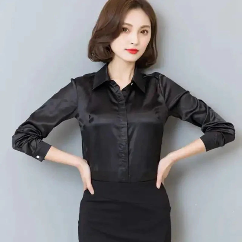 Elegant Satin Silk Office Blouse