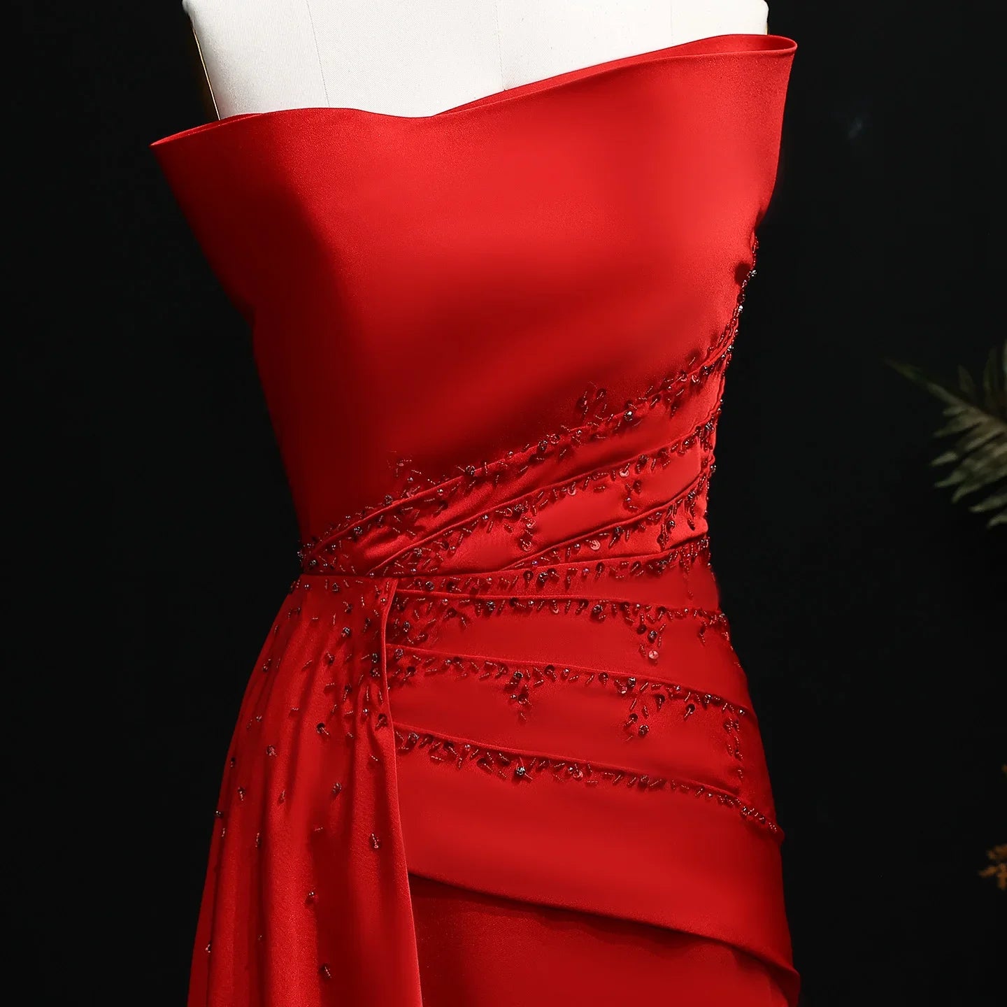 Strapless Satin Mermaid Evening Gown