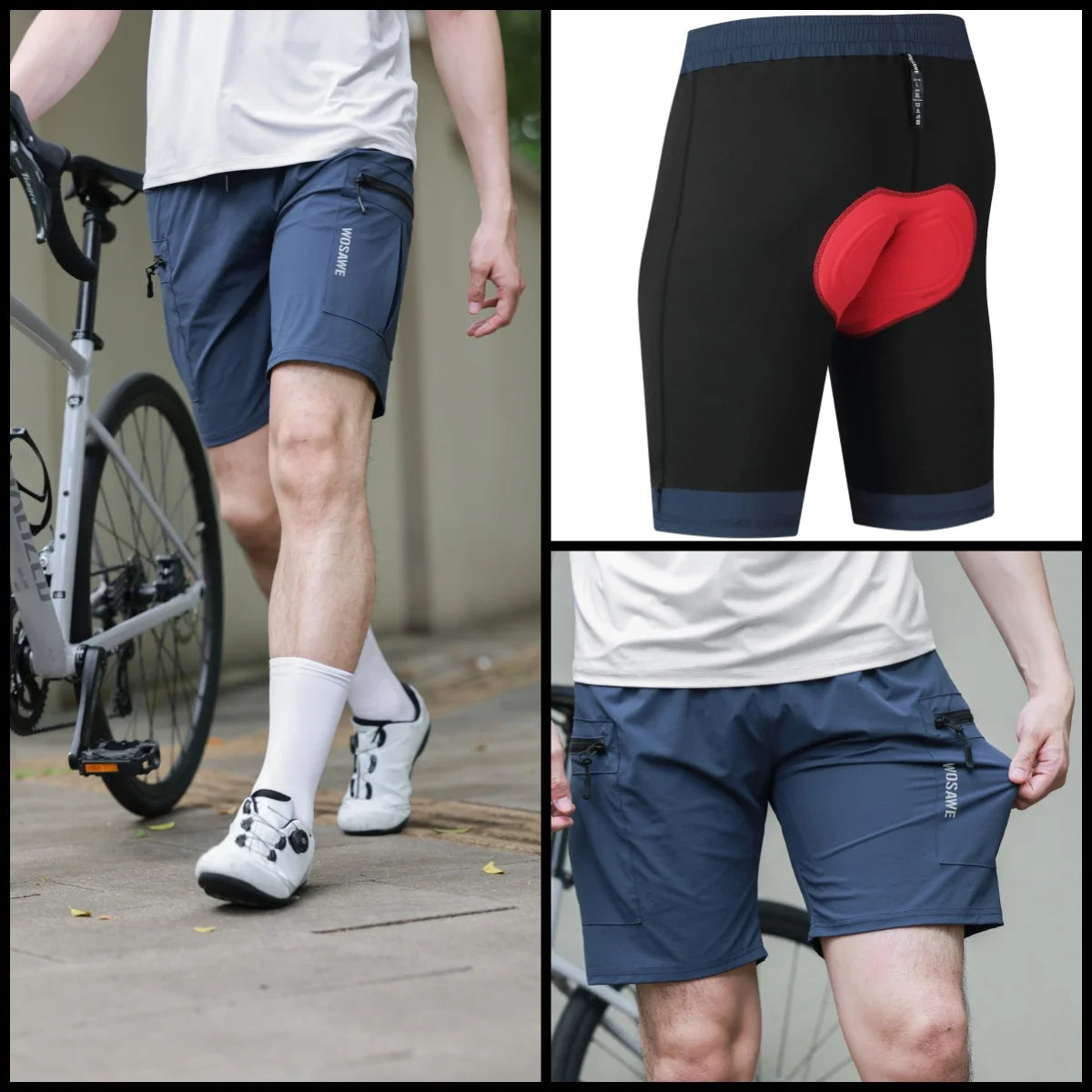 WOSAWE MTB Shorts Summer Men Cycling Shorts 2 in 1 Mountain Bike Padded Shorts Double Layer Downhill Bike Quick Dry Short Pants