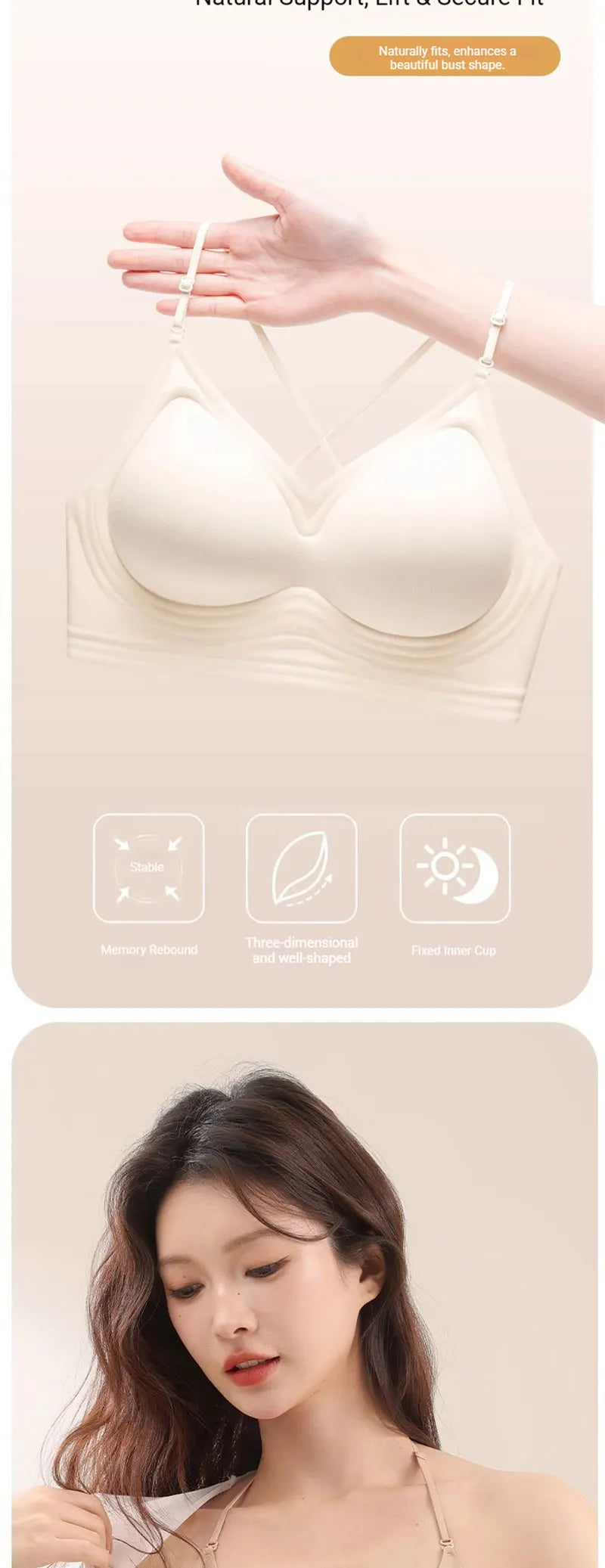 High Elastic Sports Bra 3 Ways Wearing Cross Back Wireless Padded Brassiere Breathable Invisible Yoga Fitness Workout Lingerie
