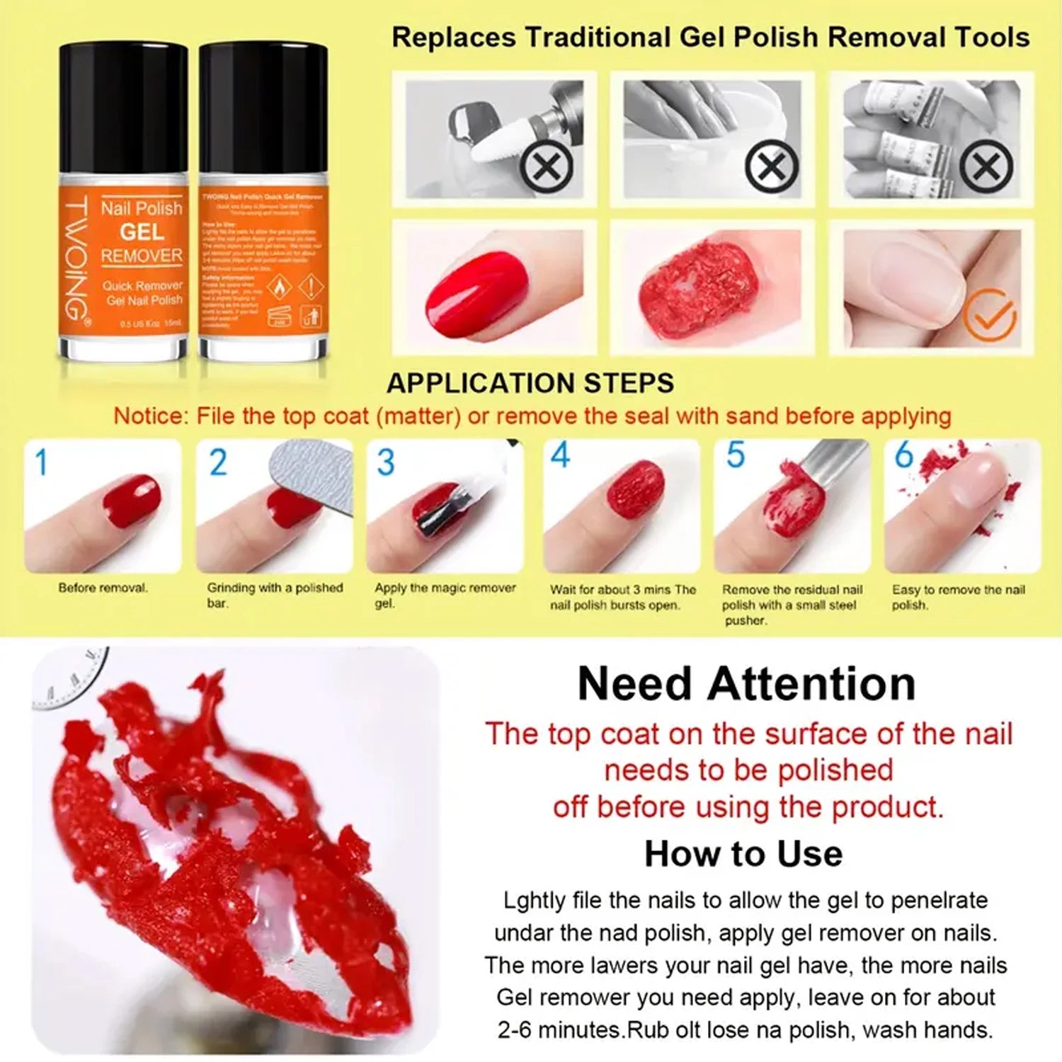 Nail Polish Gel Remover Set,2-5 Minutes Quick Remover Polish,With Gel Nail Polish Remover ,Nail  Latex Tape,For Nail Salon Care