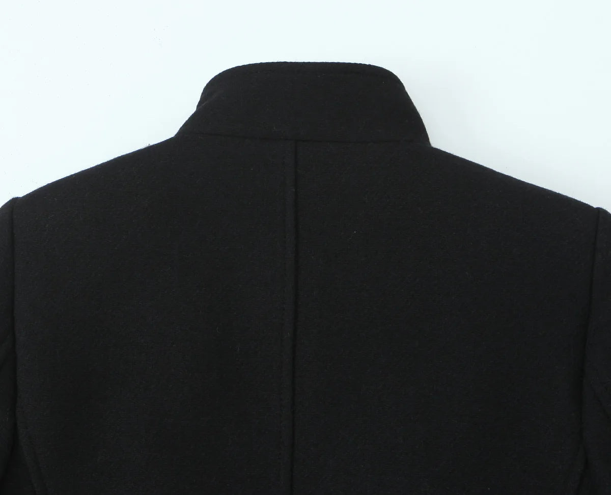 Retro Black Wool Long Coat