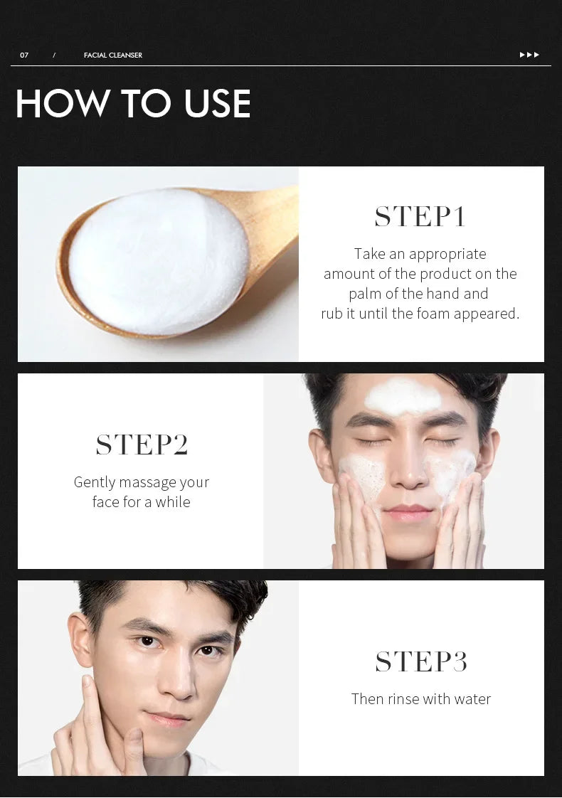 LAIKOU Men Face Cleanser 50g Deep Cleansing Oil Control Anti Acne Refreshing Moisturizing Facial Wash For Men Skin Care