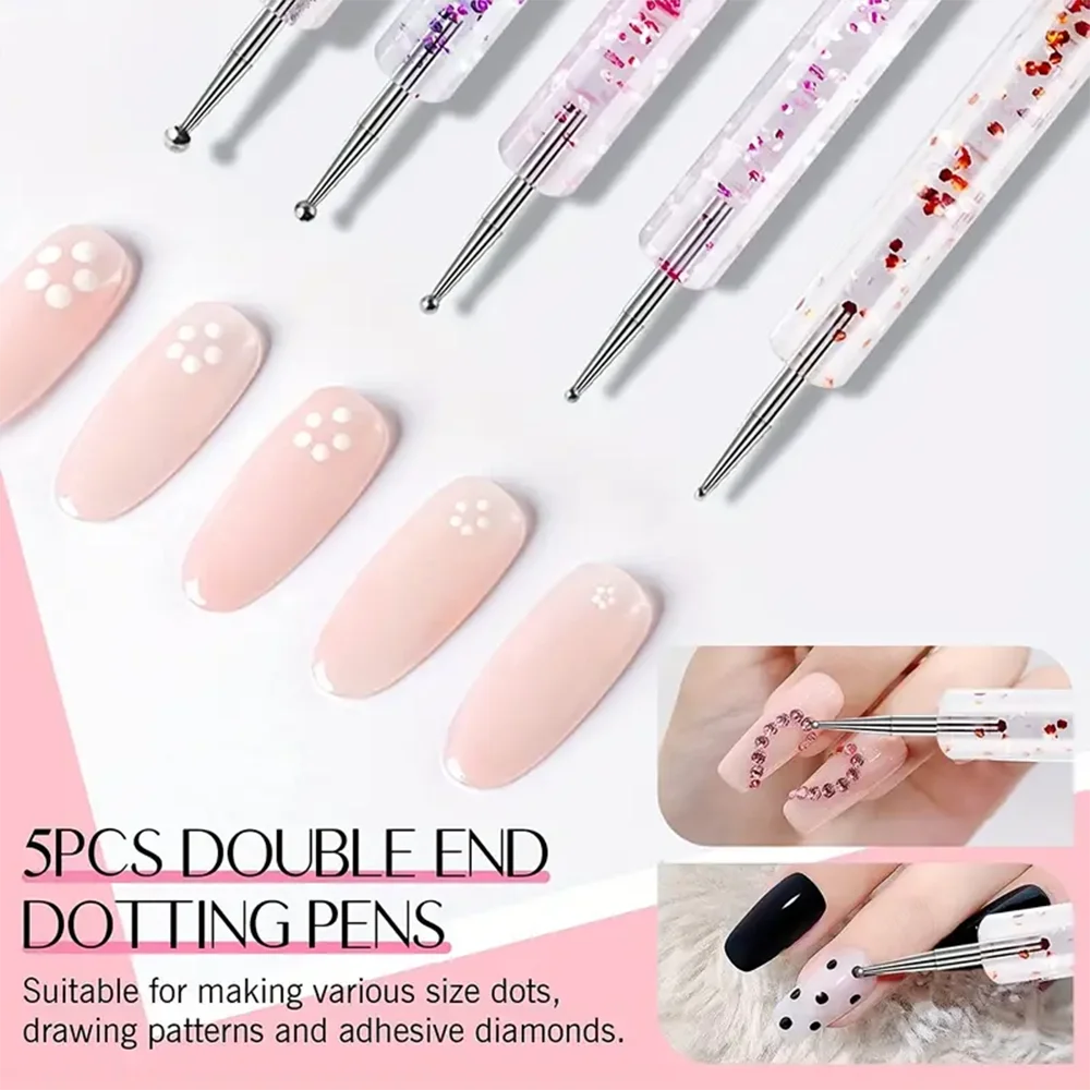 Nail Art Brush Kit for Nail Painting, Floral Carving, Gem Placement, Gel Application, Color Blending, and Line Work.