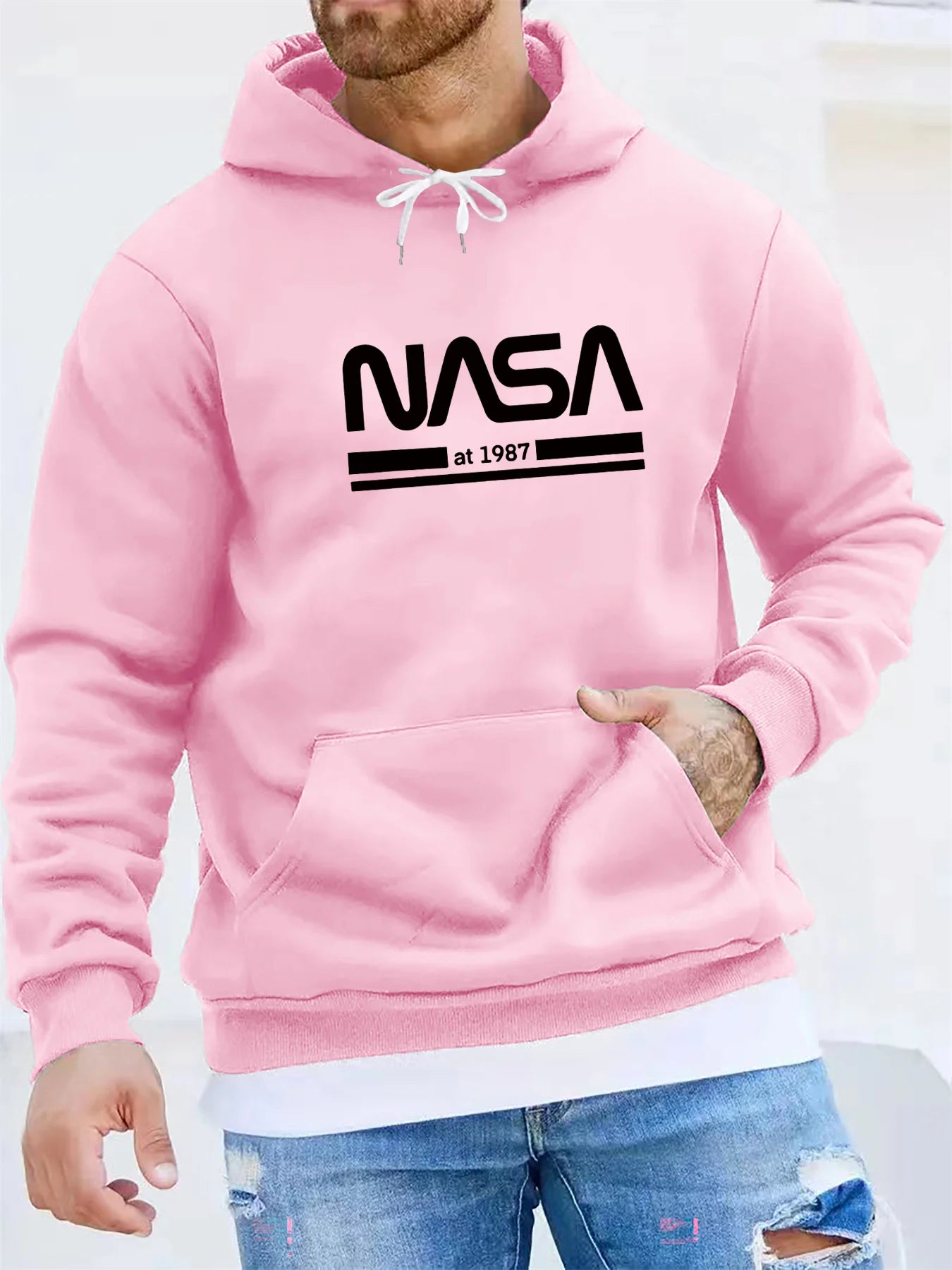 NASA Text Loose Casual Hoodie