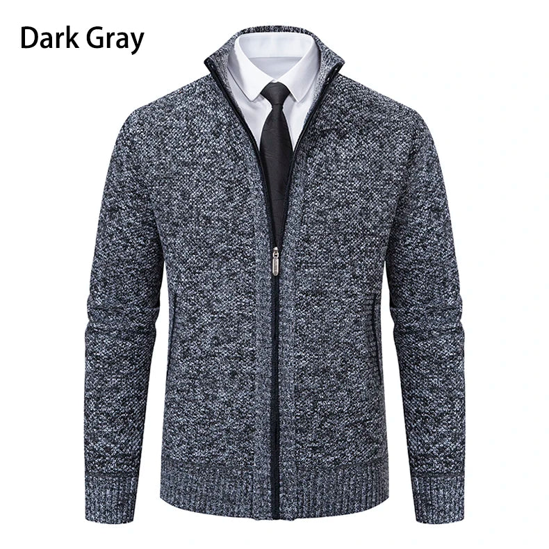 Stand Collar Fleece Zip Cardigan